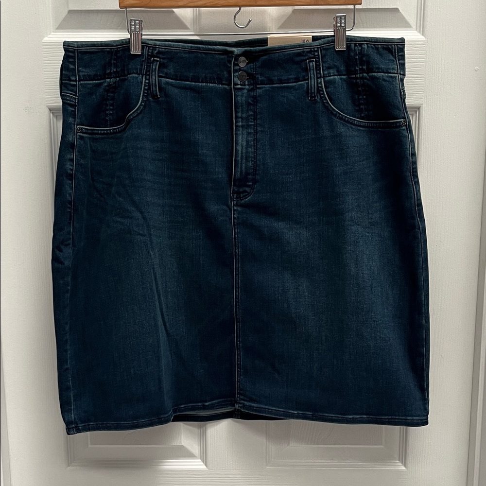 NYDJ Indigo Denim Midi Skirt